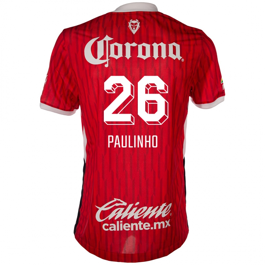 Criança Camisola Paulinho #26 Vermelho Branco Principal 2024/25 Camisa