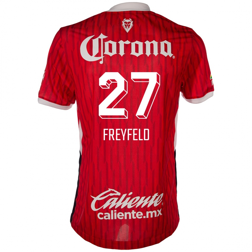 Criança Camisola Emiliano Freyfeld #27 Vermelho Branco Principal 2024/25 Camisa