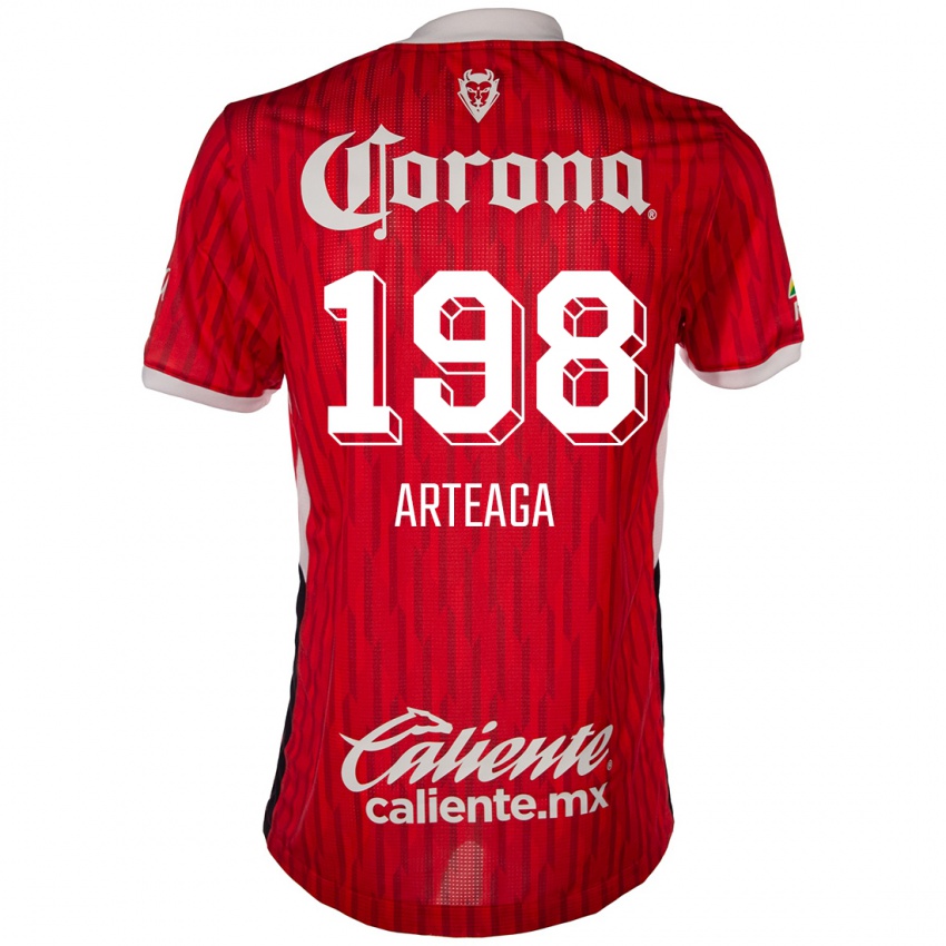 Criança Camisola Víctor Arteaga #198 Vermelho Branco Principal 2024/25 Camisa