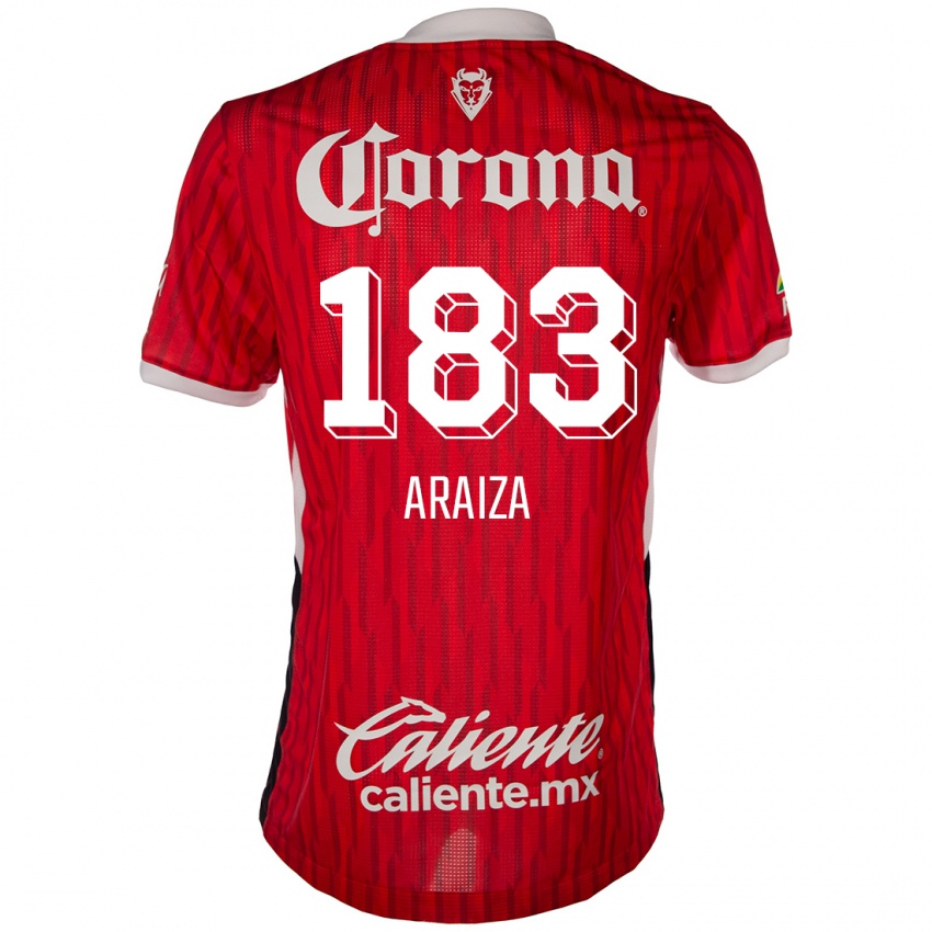 Criança Camisola Daniel Araiza #183 Vermelho Branco Principal 2024/25 Camisa