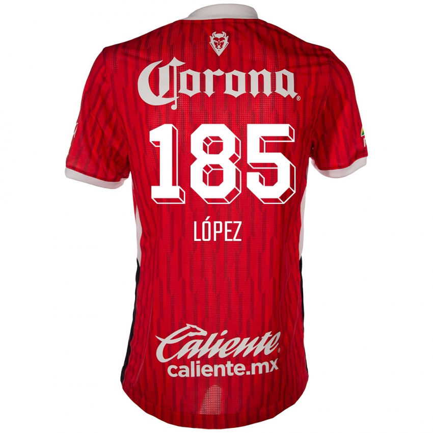 Criança Camisola David López #185 Vermelho Branco Principal 2024/25 Camisa