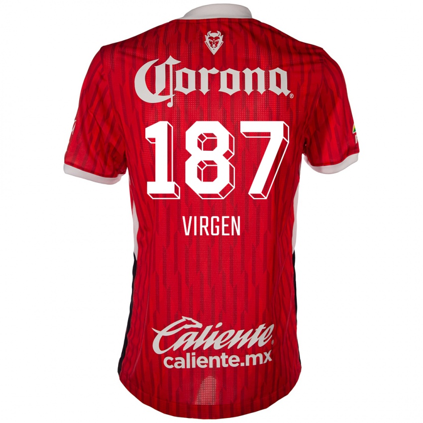 Criança Camisola Oswaldo Virgen #187 Vermelho Branco Principal 2024/25 Camisa