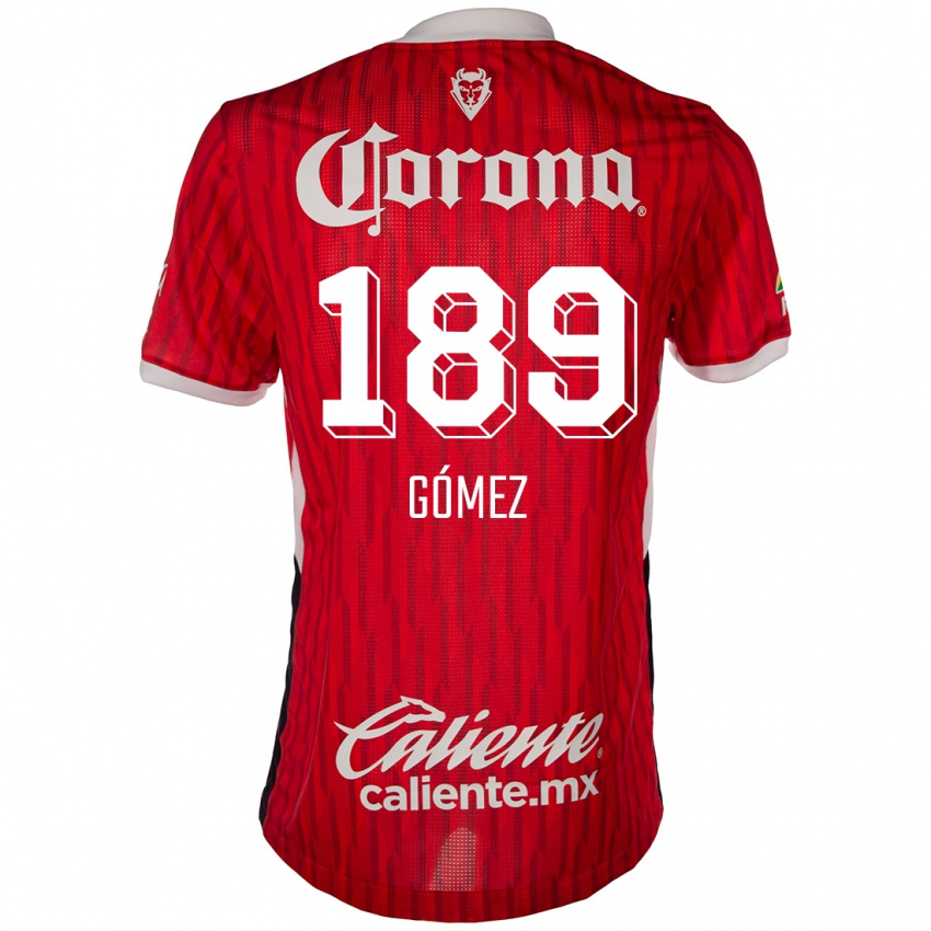 Criança Camisola Enrique Gómez #189 Vermelho Branco Principal 2024/25 Camisa