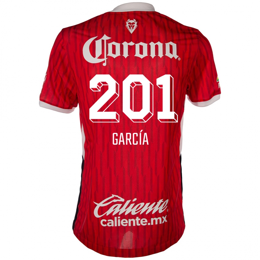 Criança Camisola Eros García #201 Vermelho Branco Principal 2024/25 Camisa