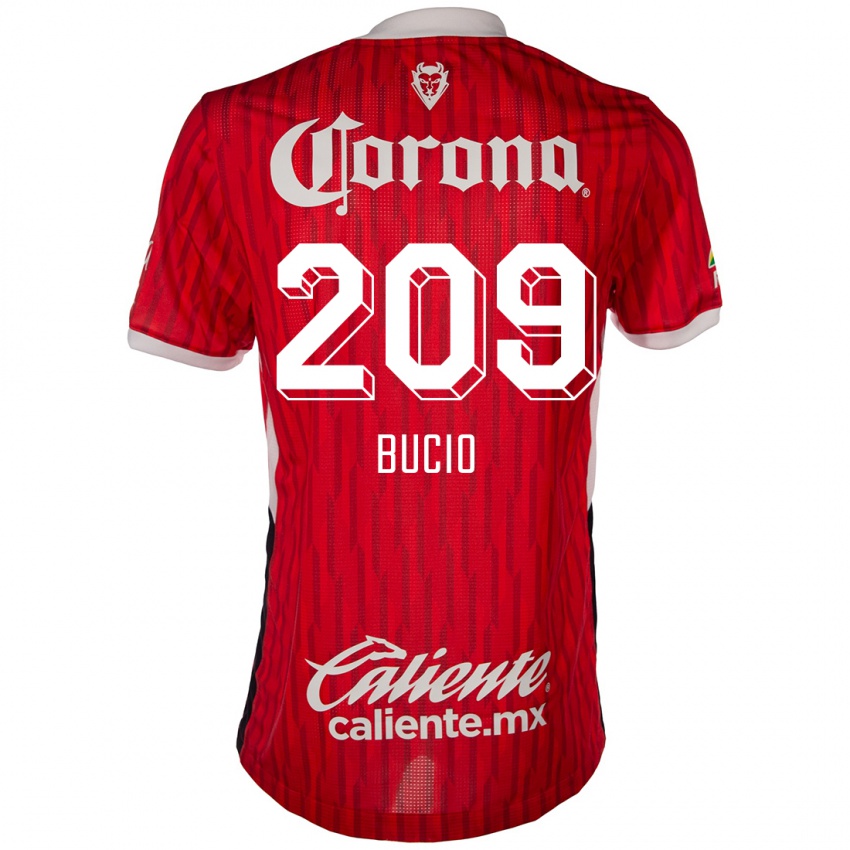 Criança Camisola Sebastián Bucio #209 Vermelho Branco Principal 2024/25 Camisa