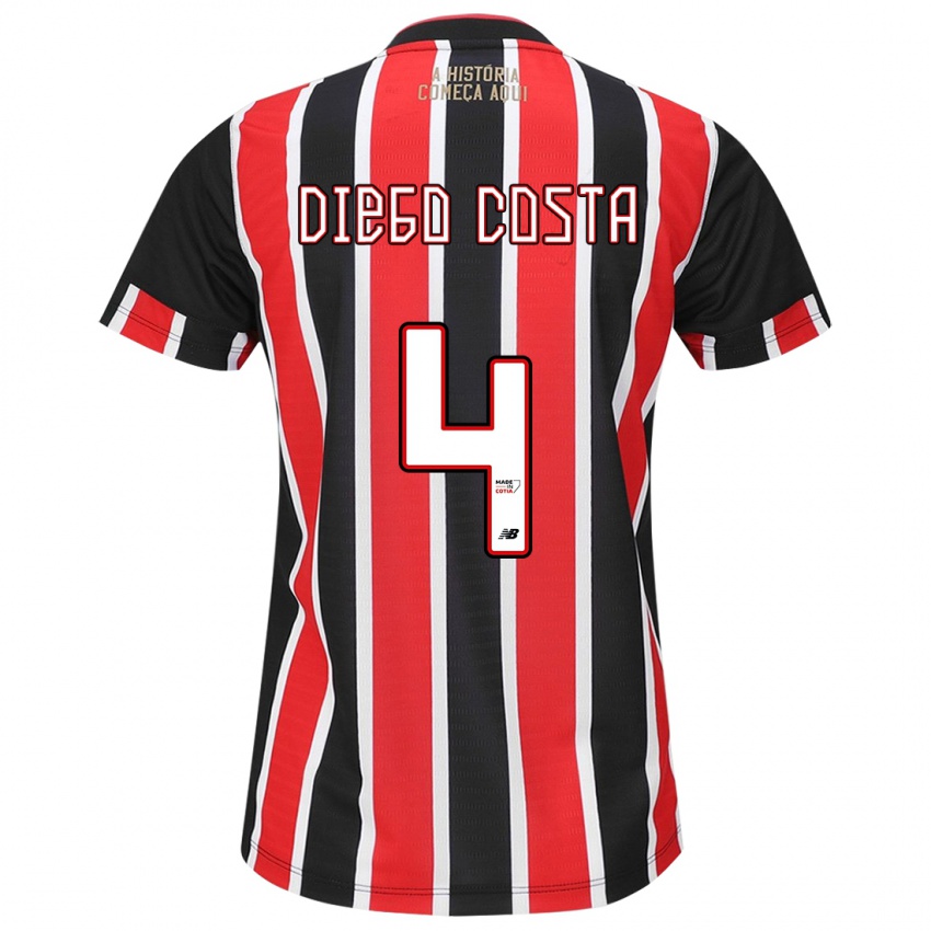 Criança Camisola Diego Costa #4 Preto Vermelho Branco Alternativa 2024/25 Camisa