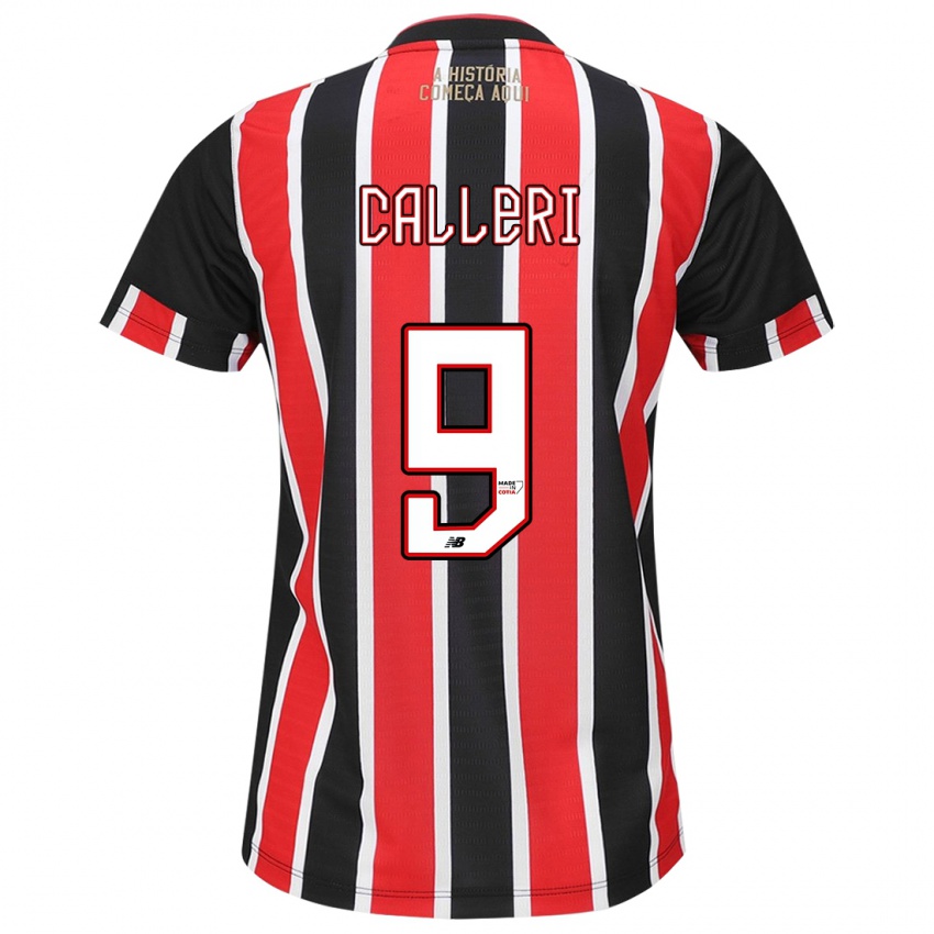 Criança Camisola Jonathan Calleri #9 Preto Vermelho Branco Alternativa 2024/25 Camisa