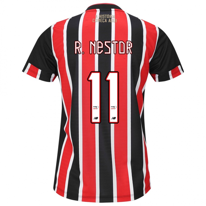 Criança Camisola Rodrigo Nestor #11 Preto Vermelho Branco Alternativa 2024/25 Camisa