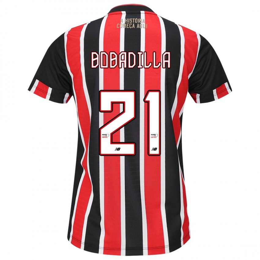 Criança Camisola Damián Bobadilla #21 Preto Vermelho Branco Alternativa 2024/25 Camisa