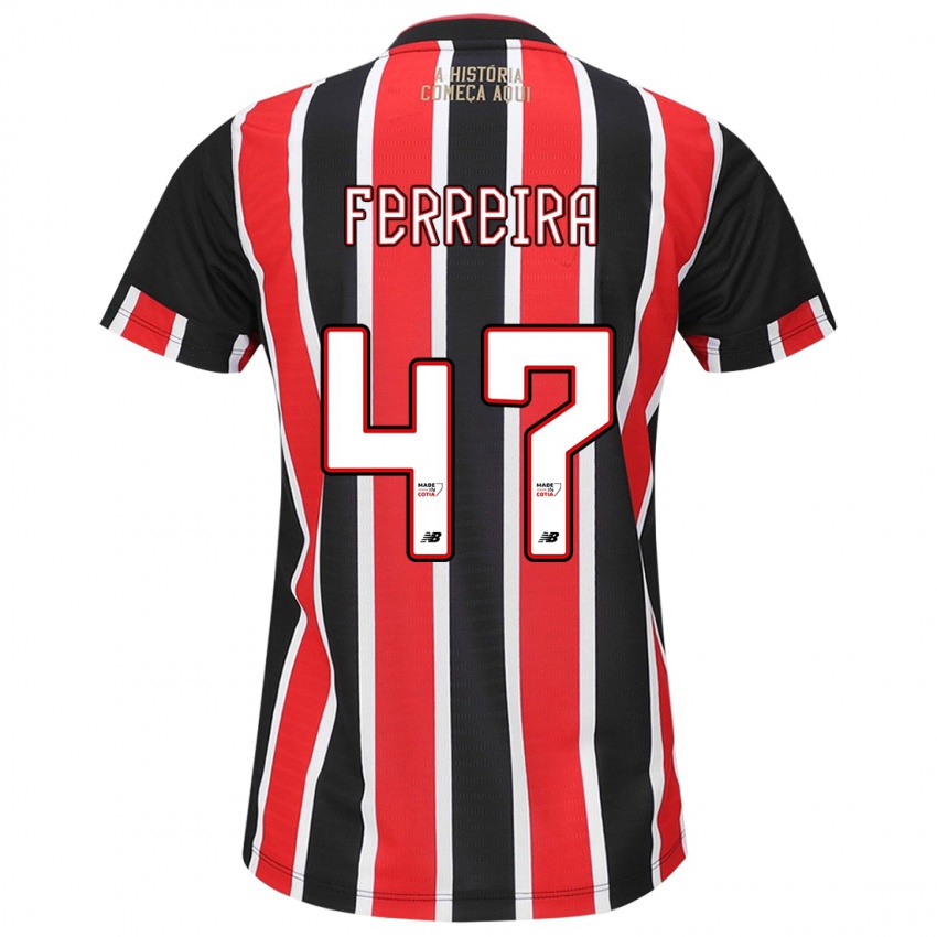 Criança Camisola Ferreira #47 Preto Vermelho Branco Alternativa 2024/25 Camisa