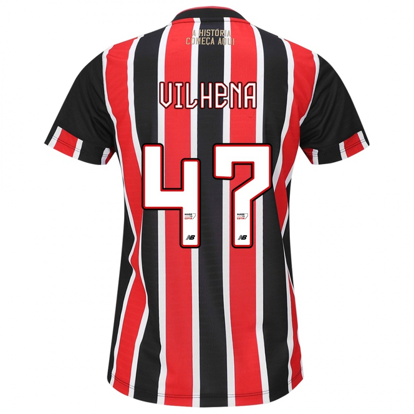 Criança Camisola Pedro Vilhena #47 Preto Vermelho Branco Alternativa 2024/25 Camisa