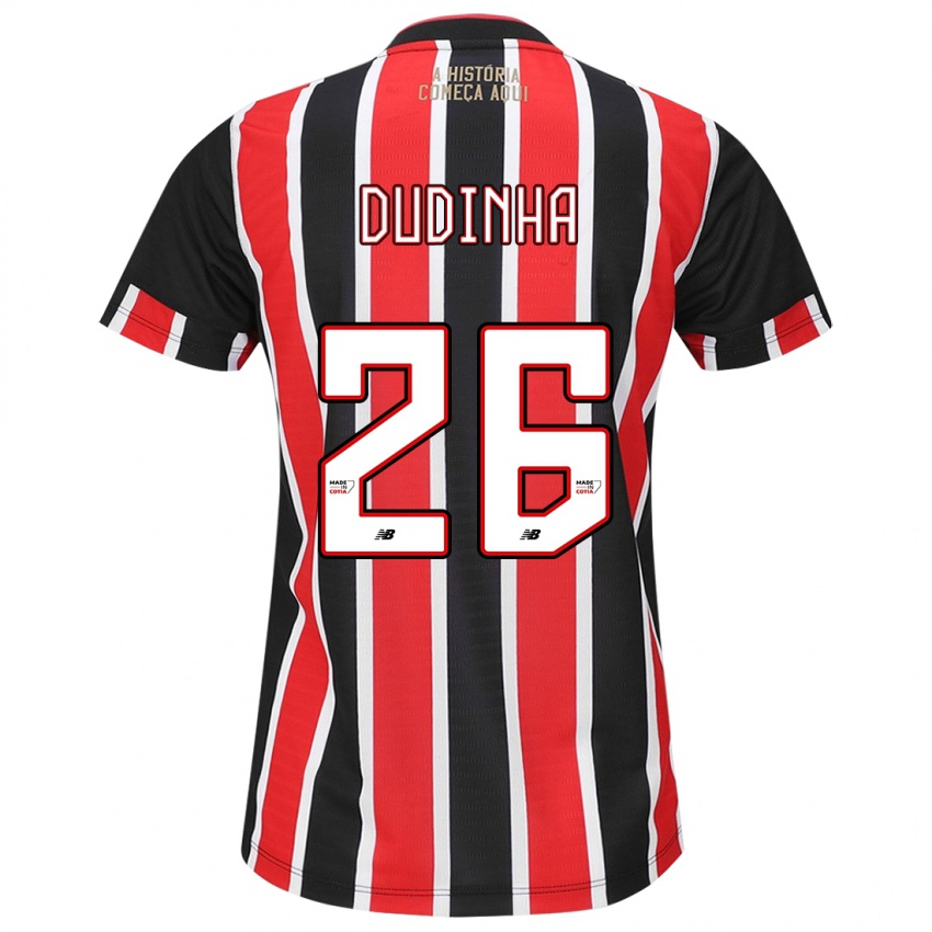 Criança Camisola Dudinha #26 Preto Vermelho Branco Alternativa 2024/25 Camisa