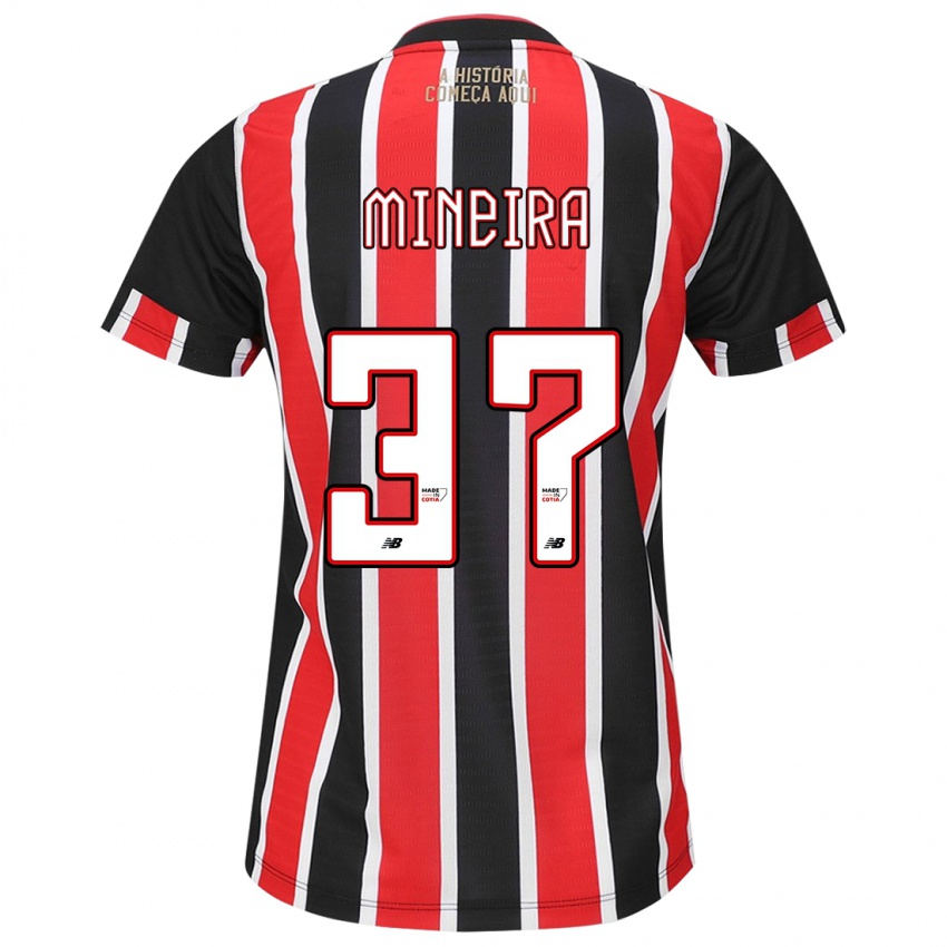 Criança Camisola Rafa Mineira #37 Preto Vermelho Branco Alternativa 2024/25 Camisa