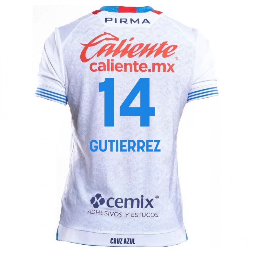 Criança Camisola Alexis Gutierrez #14 Branco Azul Alternativa 2024/25 Camisa