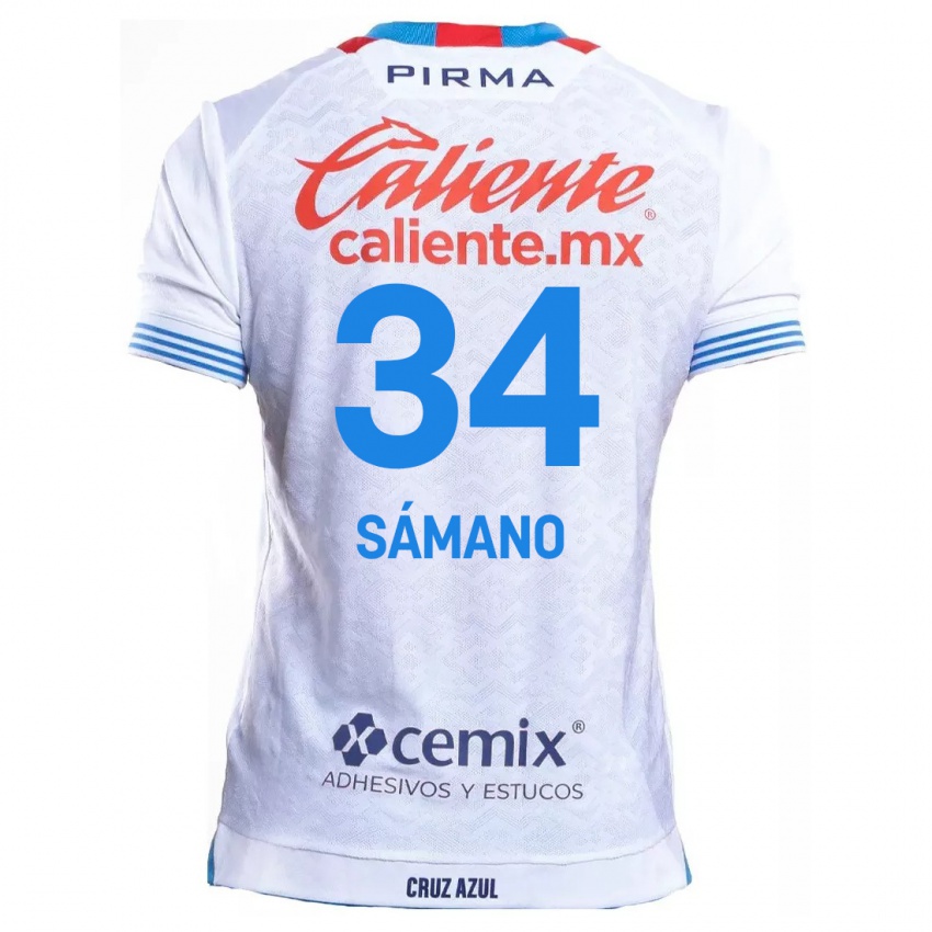 Criança Camisola Leonardo Sámano #34 Branco Azul Alternativa 2024/25 Camisa