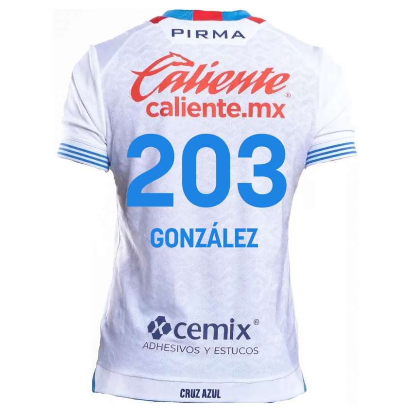 Criança Camisola Rogelio González #203 Branco Azul Alternativa 2024/25 Camisa