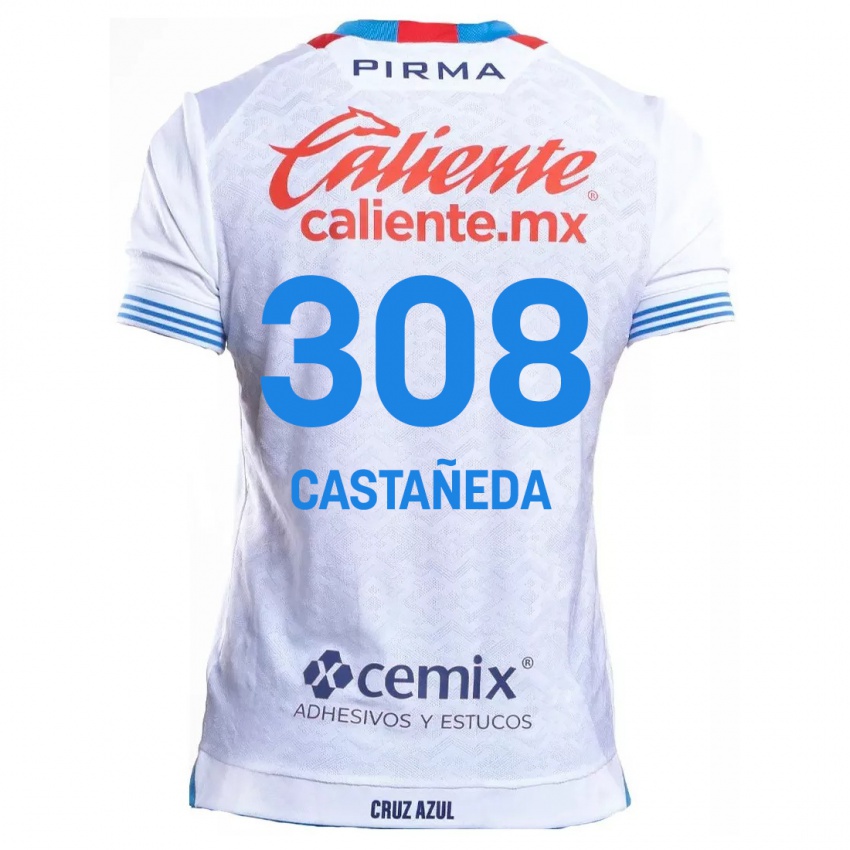 Criança Camisola Emiliano Castañeda #308 Branco Azul Alternativa 2024/25 Camisa