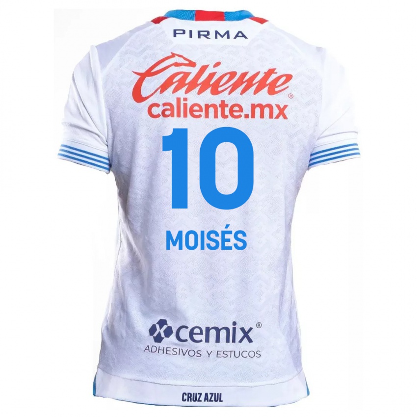 Criança Camisola Moisés Vieira #10 Branco Azul Alternativa 2024/25 Camisa