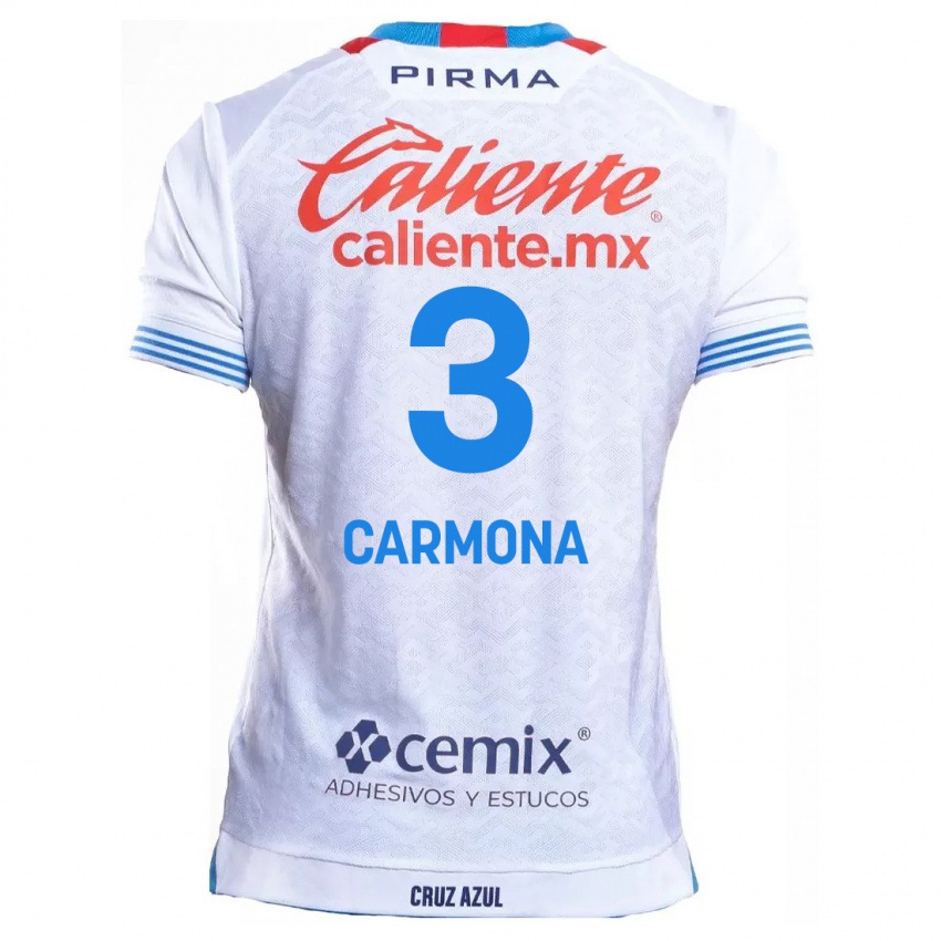 Criança Camisola Edith Carmona #3 Branco Azul Alternativa 2024/25 Camisa