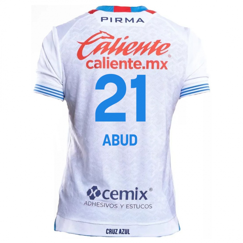 Criança Camisola Karime Abud #21 Branco Azul Alternativa 2024/25 Camisa