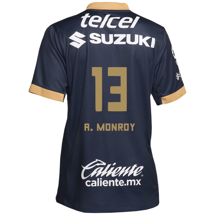 Criança Camisola Pablo Monroy #13 Obsidiana Ouro Branco Alternativa 2024/25 Camisa