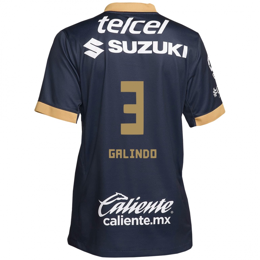 Criança Camisola Ricardo Galindo #3 Obsidiana Ouro Branco Alternativa 2024/25 Camisa