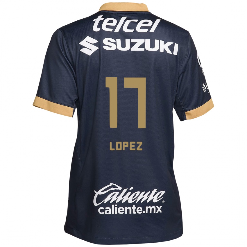 Criança Camisola Leonel Lopez #17 Obsidiana Ouro Branco Alternativa 2024/25 Camisa