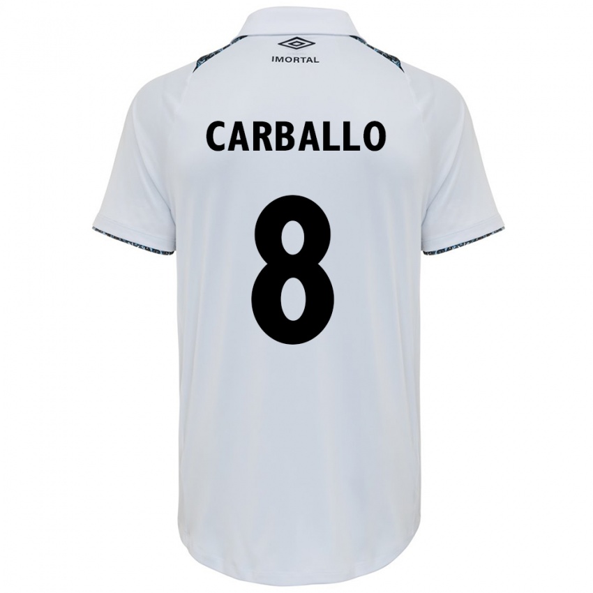 Criança Camisola Felipe Carballo #8 Branco Azul Alternativa 2024/25 Camisa