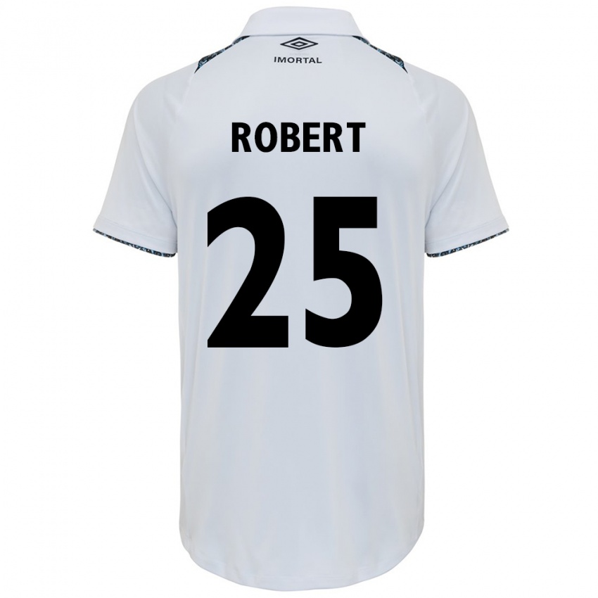 Criança Camisola Jhonata Robert #25 Branco Azul Alternativa 2024/25 Camisa