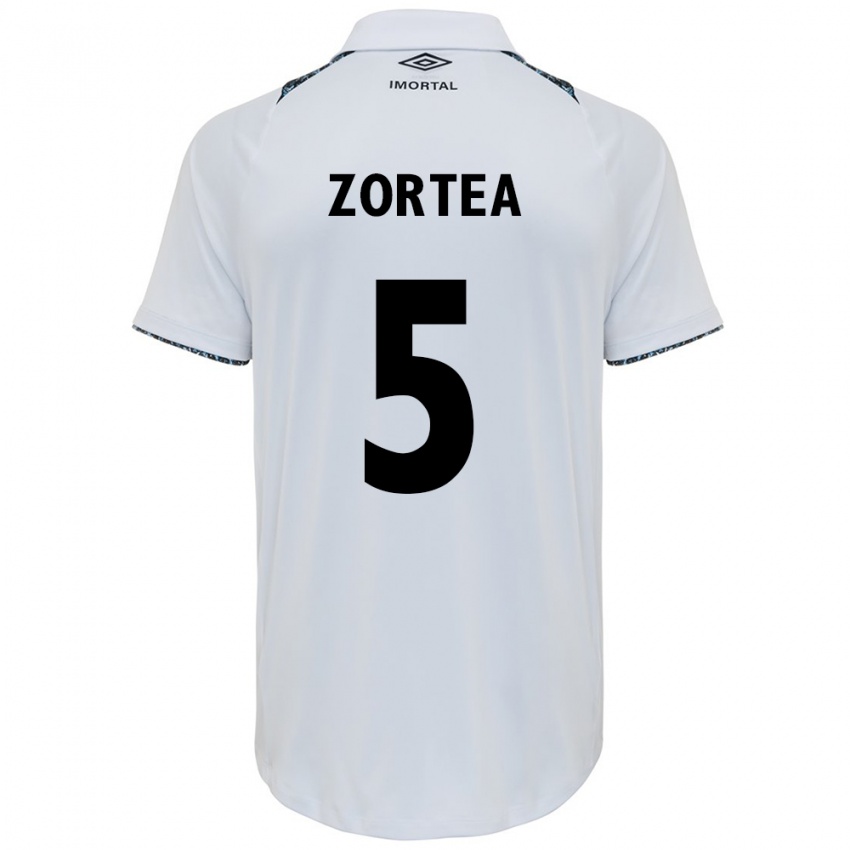 Criança Camisola Bernardo Zortea #5 Branco Azul Alternativa 2024/25 Camisa