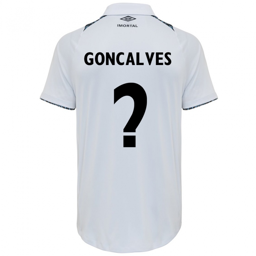 Criança Camisola Matheus Gonçalves #0 Branco Azul Alternativa 2024/25 Camisa