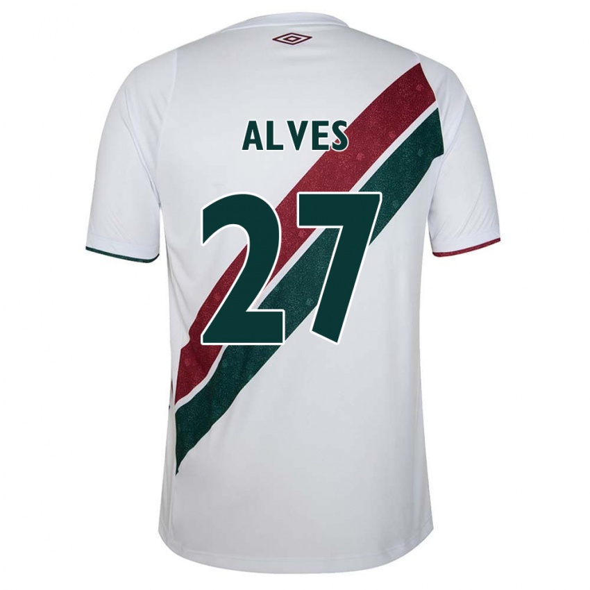 Criança Camisola Felipe Alves #27 Branco Verde Castanho Alternativa 2024/25 Camisa