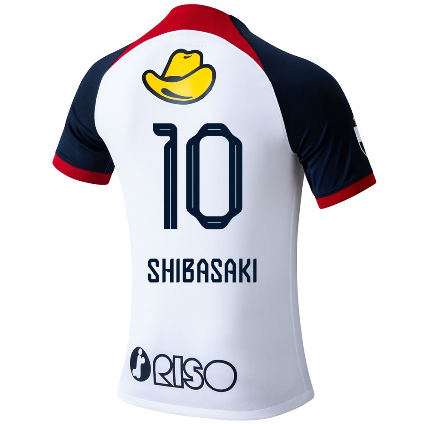 Criança Camisola Gaku Shibasaki #10 Branco Azul Vermelho Alternativa 2024/25 Camisa