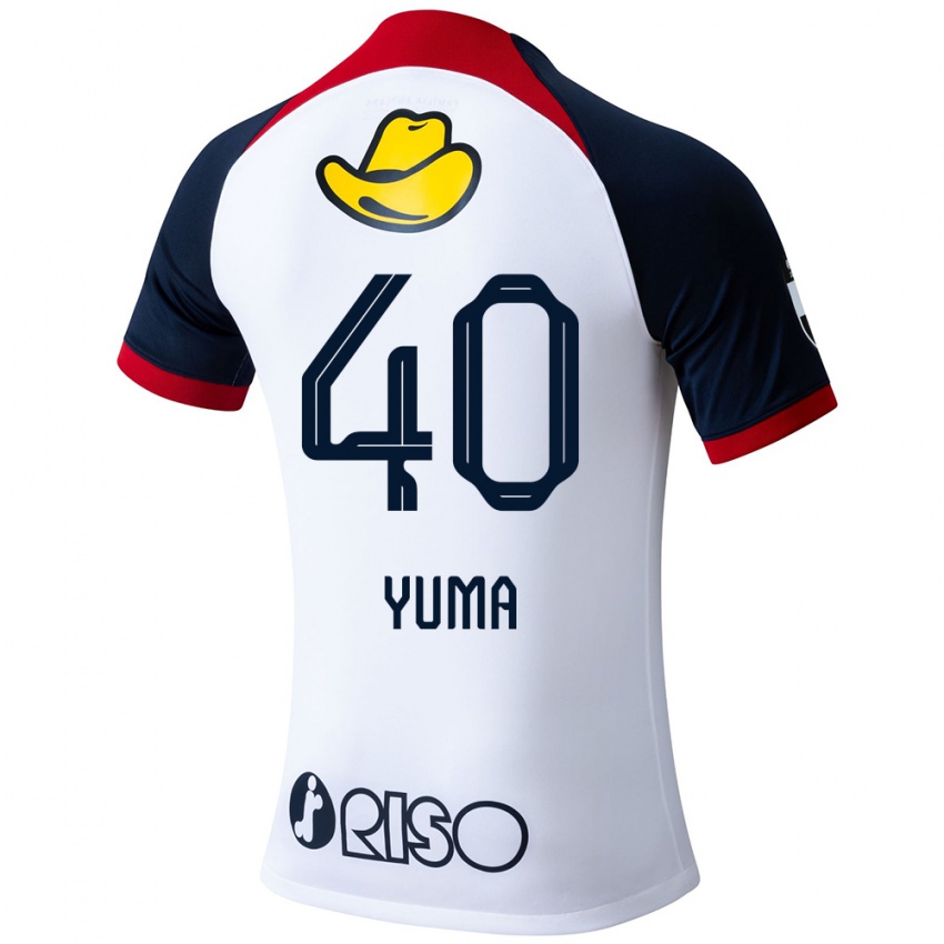 Criança Camisola Yuma Suzuki #40 Branco Azul Vermelho Alternativa 2024/25 Camisa