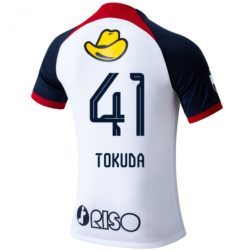 Criança Camisola Homare Tokuda #41 Branco Azul Vermelho Alternativa 2024/25 Camisa