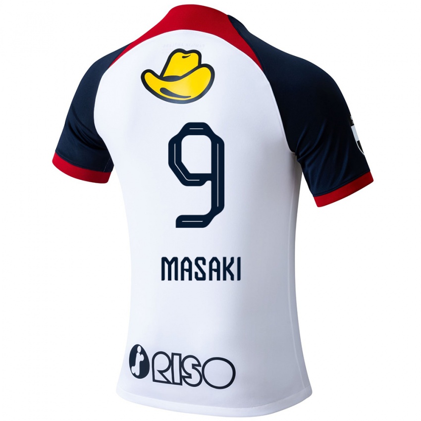 Criança Camisola Hiroto Masaki #9 Branco Azul Vermelho Alternativa 2024/25 Camisa