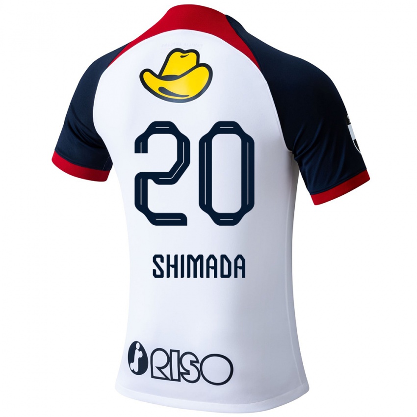 Criança Camisola Victor Shimada #20 Branco Azul Vermelho Alternativa 2024/25 Camisa