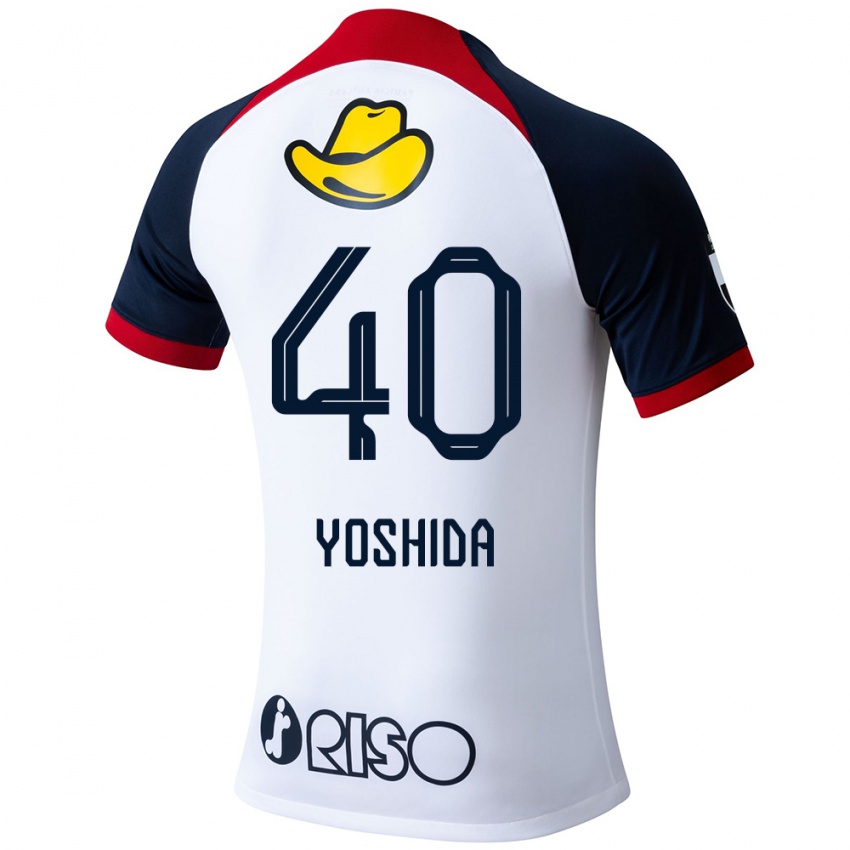 Criança Camisola Minato Yoshida #40 Branco Azul Vermelho Alternativa 2024/25 Camisa