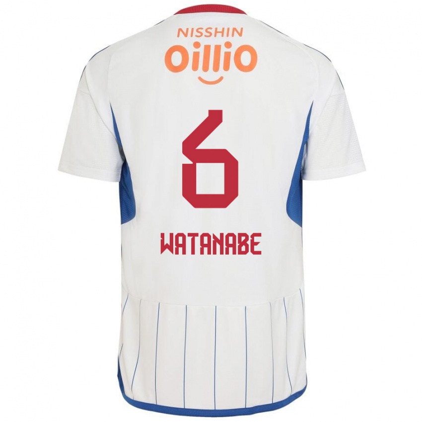 Criança Camisola Kota Watanabe #6 Branco Azul Vermelho Alternativa 2024/25 Camisa