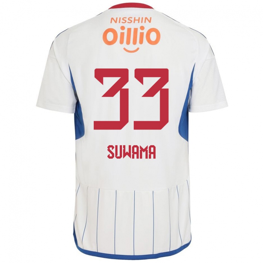 Criança Camisola Kosei Suwama #33 Branco Azul Vermelho Alternativa 2024/25 Camisa