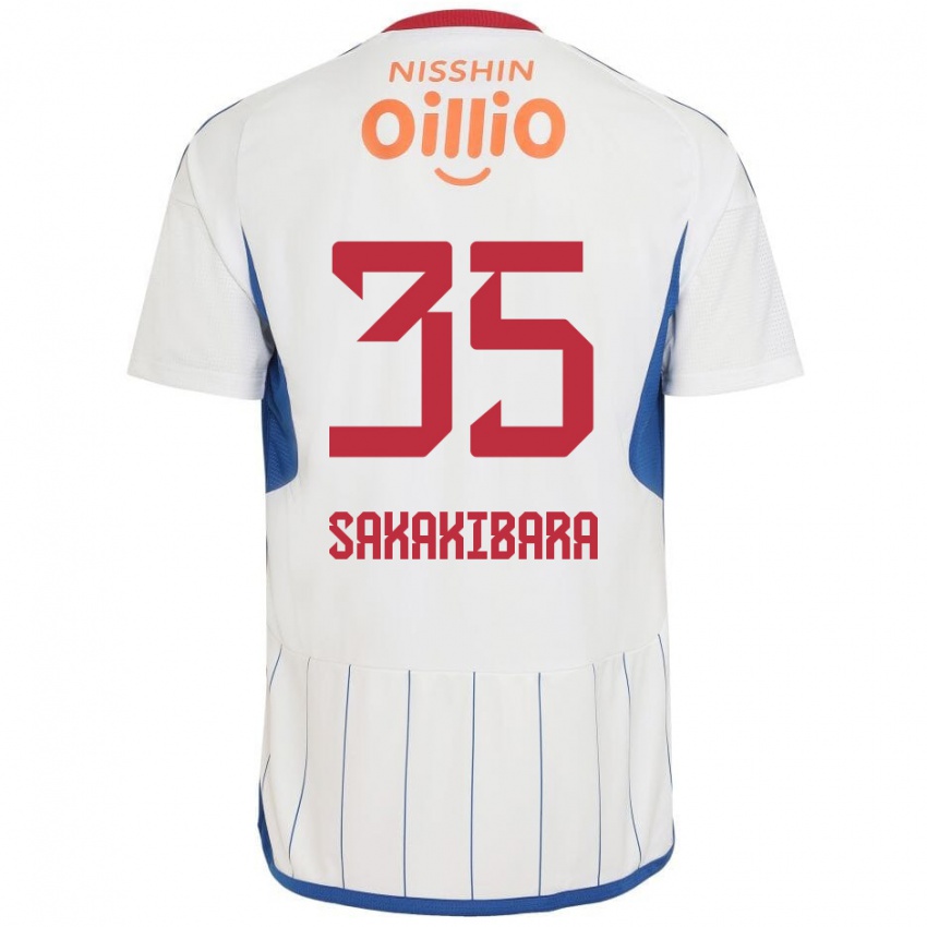 Criança Camisola Keigo Sakakibara #35 Branco Azul Vermelho Alternativa 2024/25 Camisa