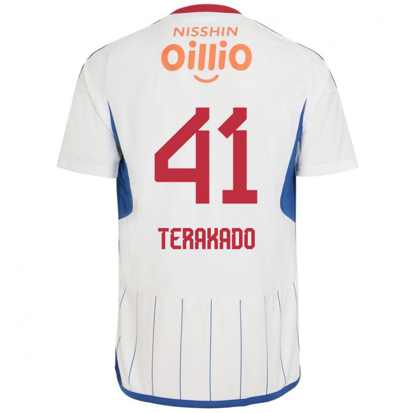 Criança Camisola Riku Terakado #41 Branco Azul Vermelho Alternativa 2024/25 Camisa