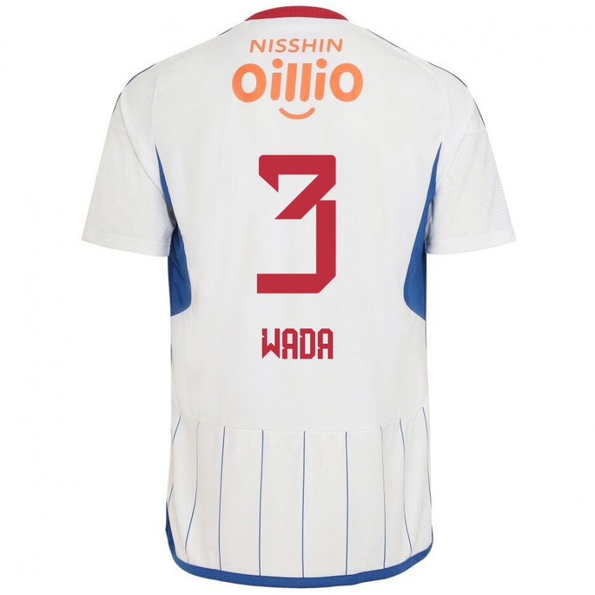 Criança Camisola Yusei Wada #3 Branco Azul Vermelho Alternativa 2024/25 Camisa