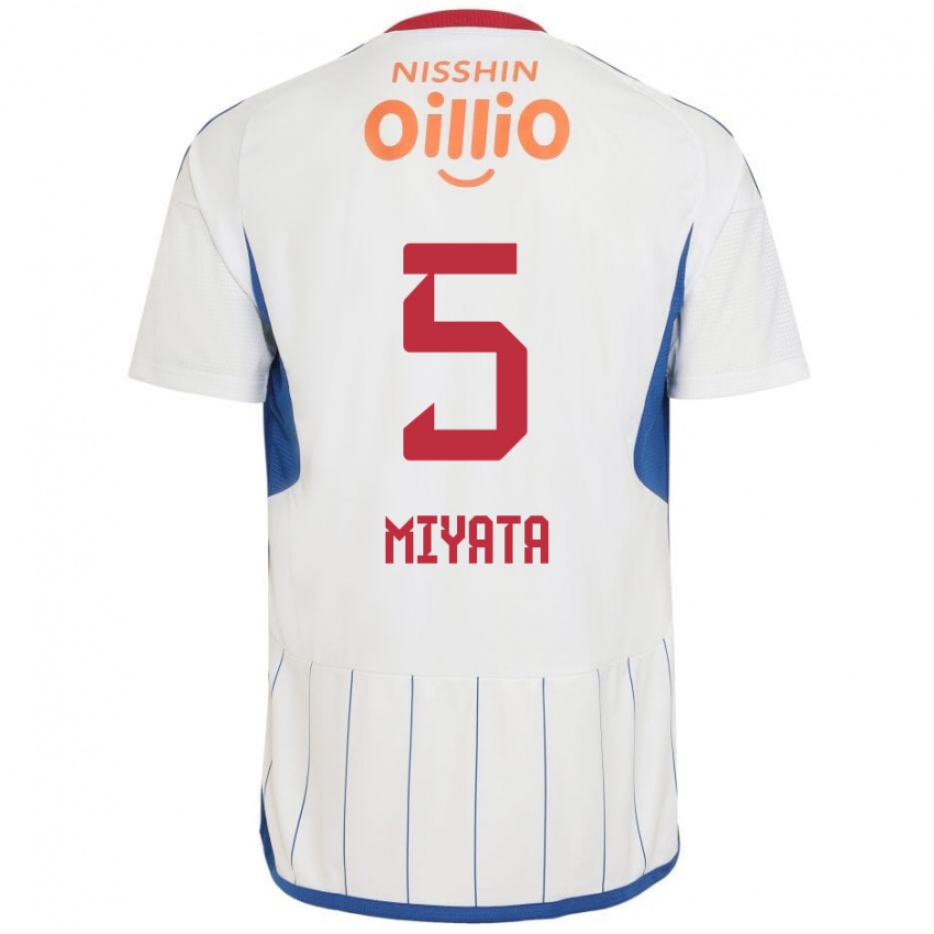 Criança Camisola Haru Miyata #5 Branco Azul Vermelho Alternativa 2024/25 Camisa