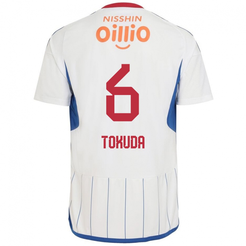 Criança Camisola Yuma Tokuda #6 Branco Azul Vermelho Alternativa 2024/25 Camisa