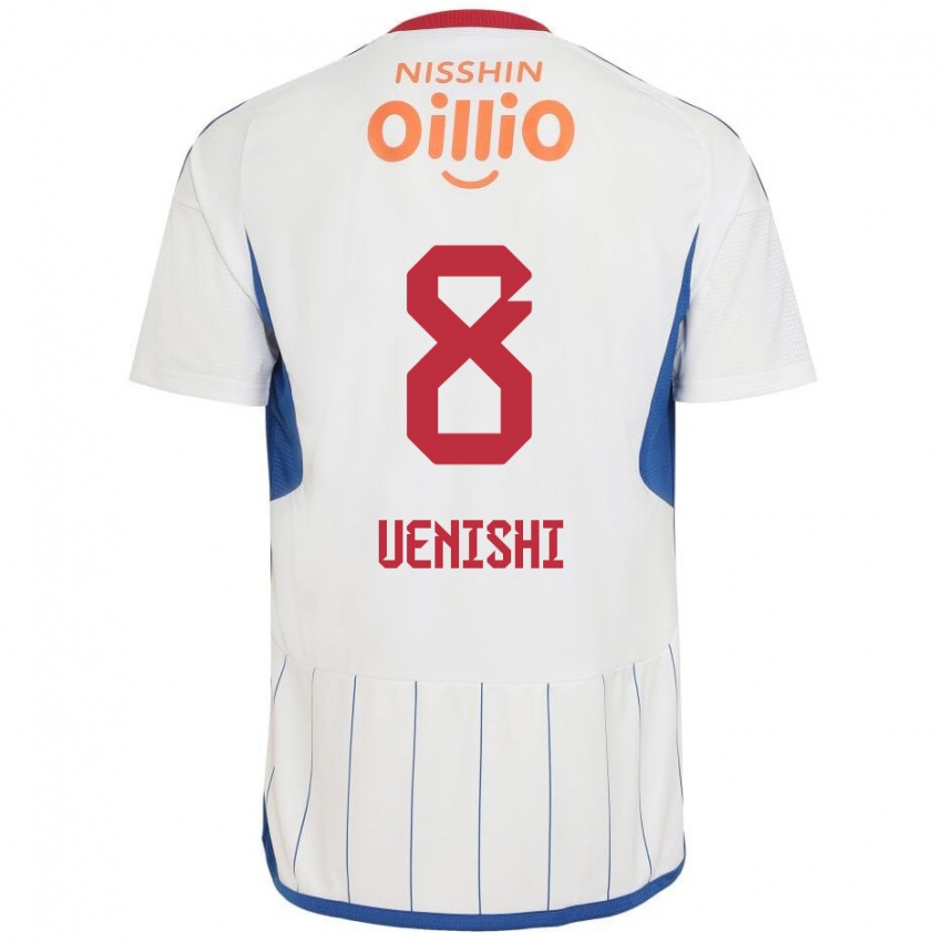 Criança Camisola Haruki Uenishi #8 Branco Azul Vermelho Alternativa 2024/25 Camisa