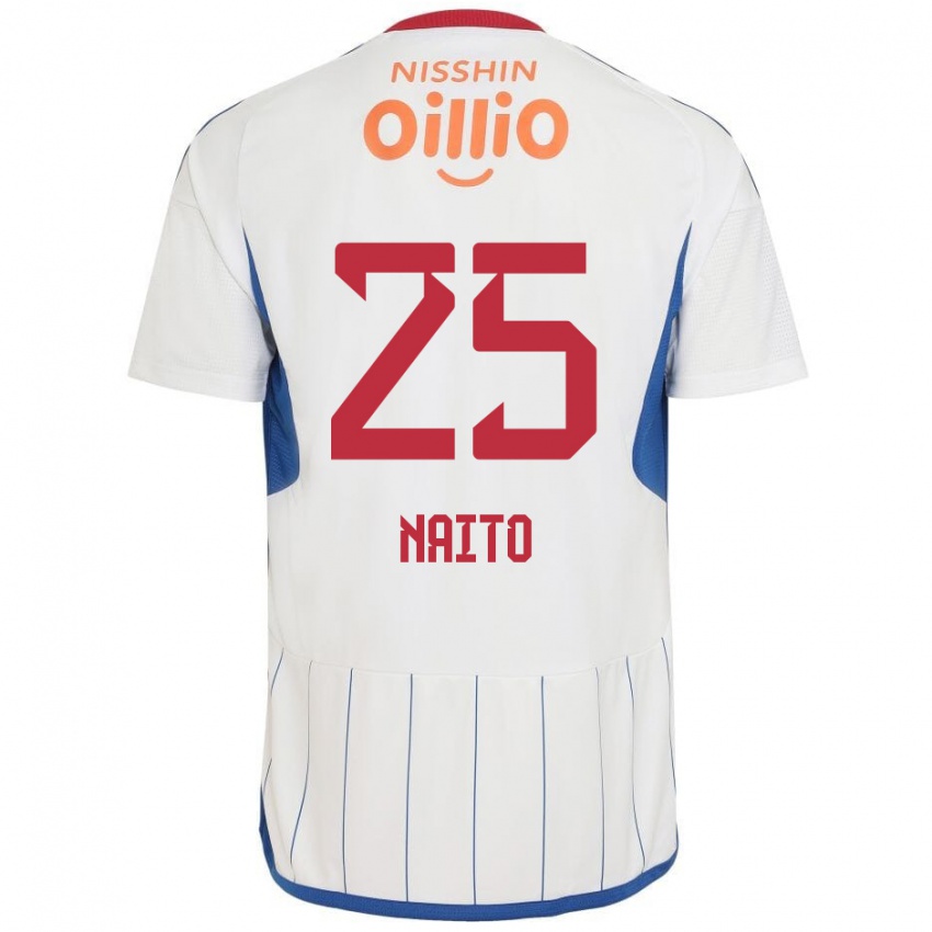 Criança Camisola Kiyomu Naito #25 Branco Azul Vermelho Alternativa 2024/25 Camisa