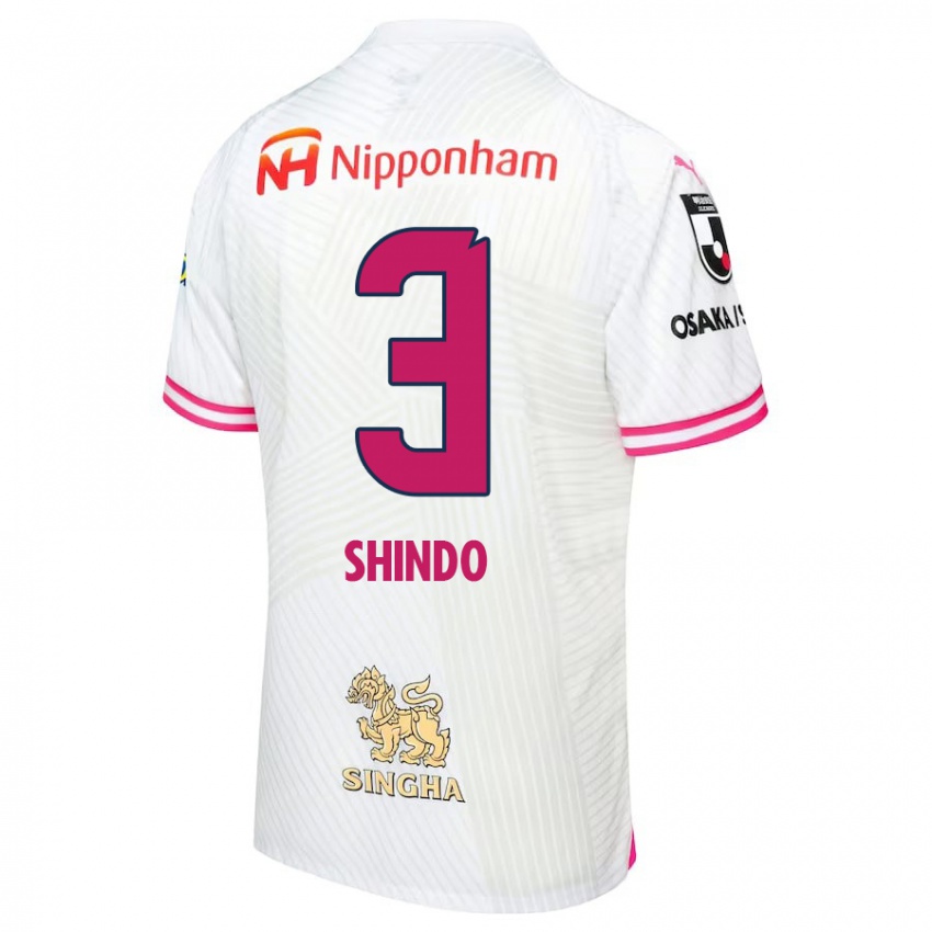 Criança Camisola Ryosuke Shindo #3 Branco Rosa Alternativa 2024/25 Camisa