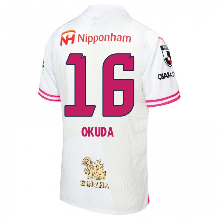 Criança Camisola Hayato Okuda #16 Branco Rosa Alternativa 2024/25 Camisa