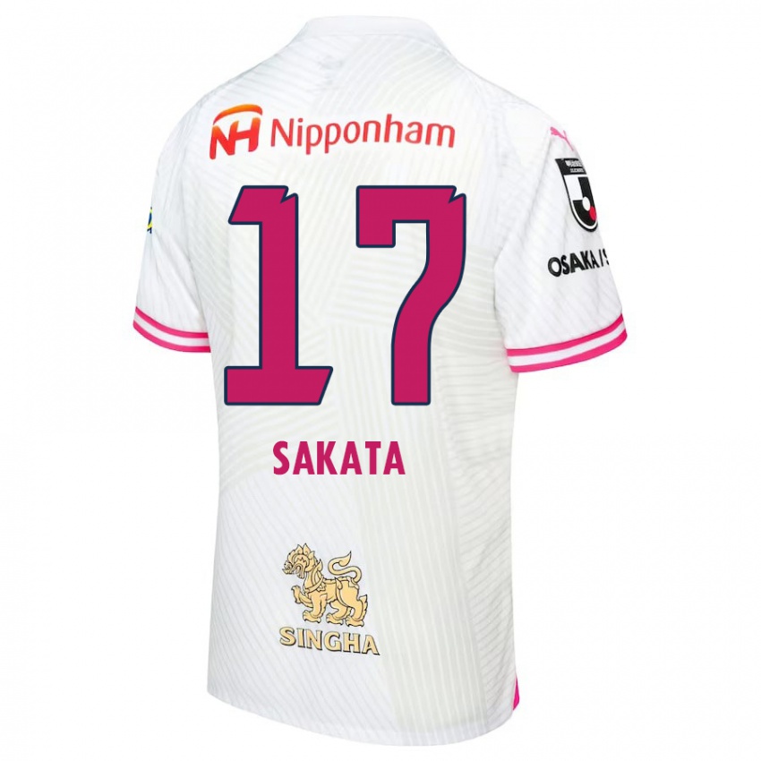 Criança Camisola Reiya Sakata #17 Branco Rosa Alternativa 2024/25 Camisa